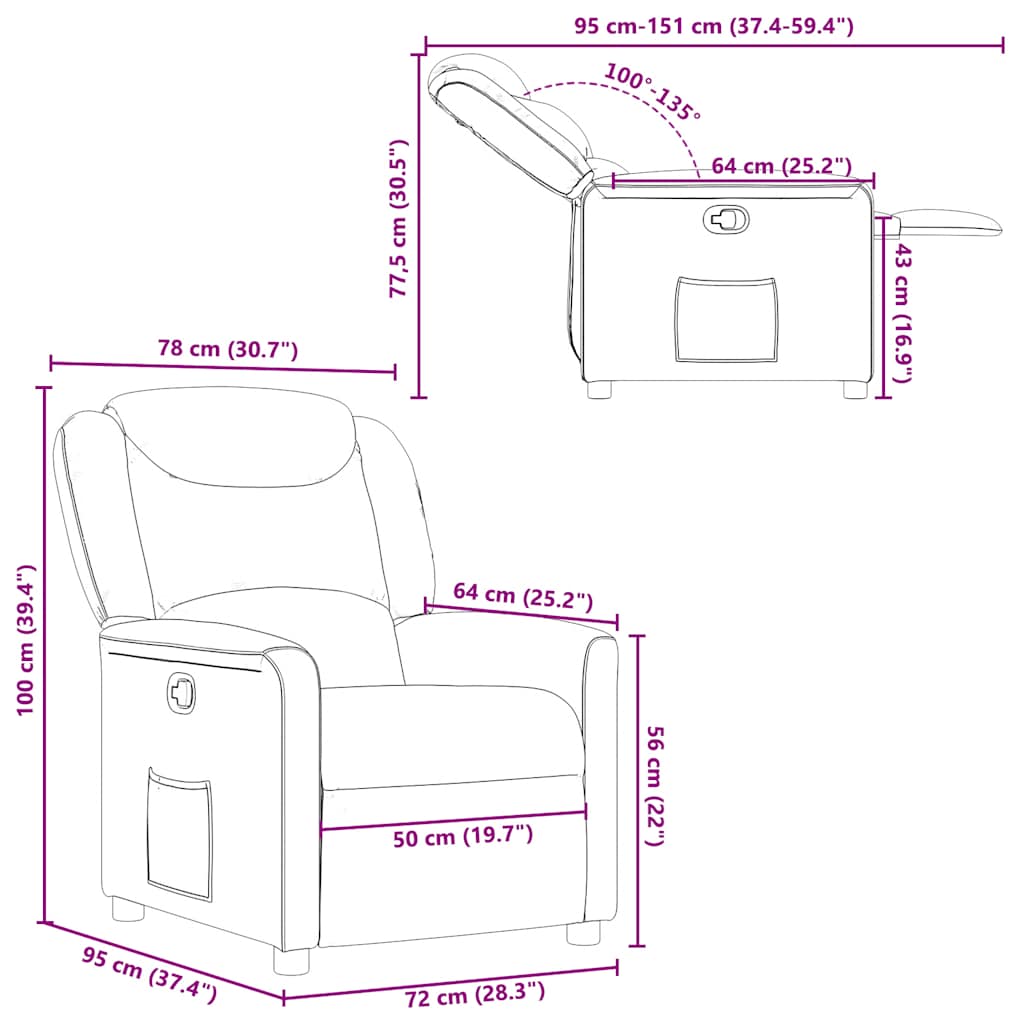 Fauteuil inclinable Noir Tissu - XIOS