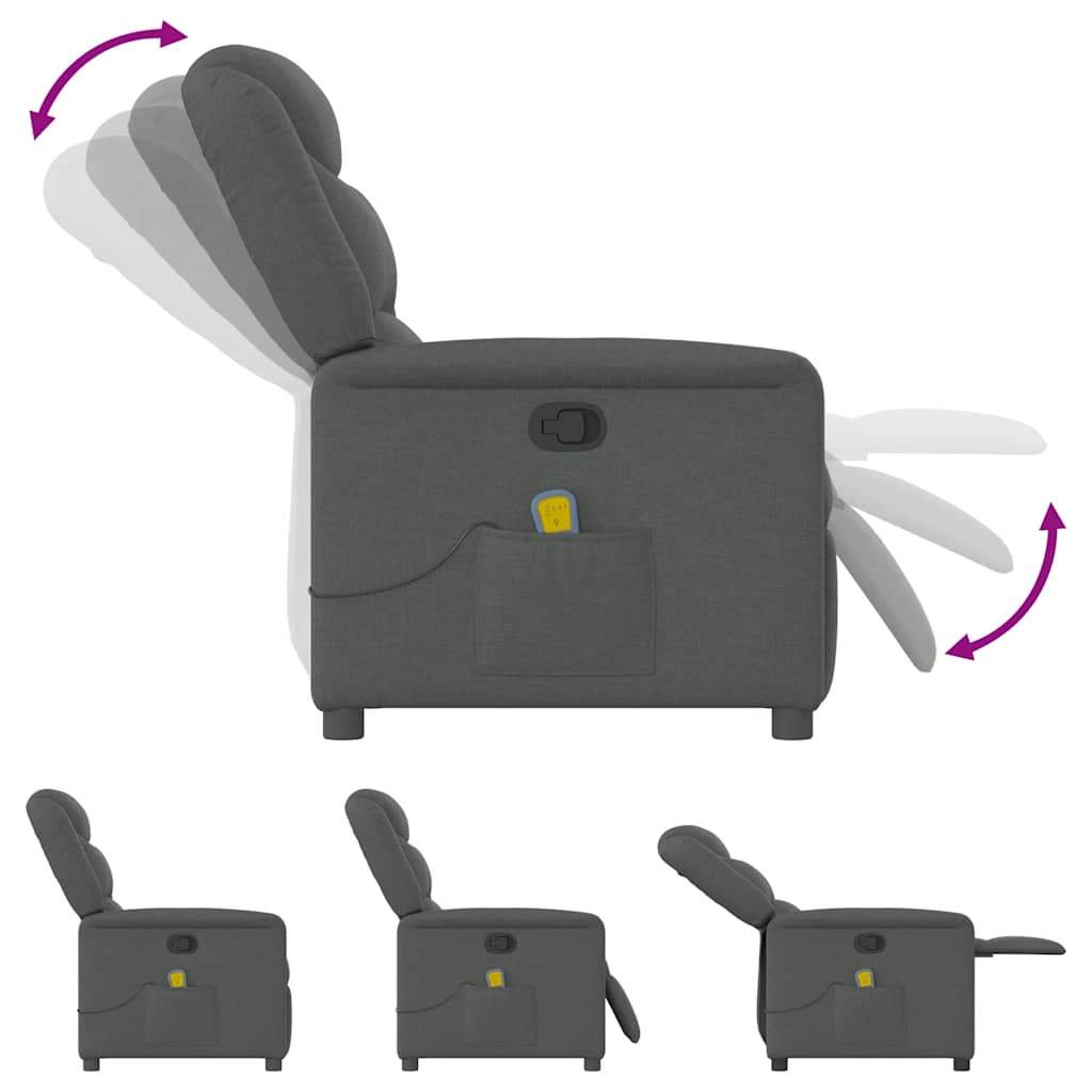 Fauteuil de massage inclinable Gris foncé Tissu - XIOS