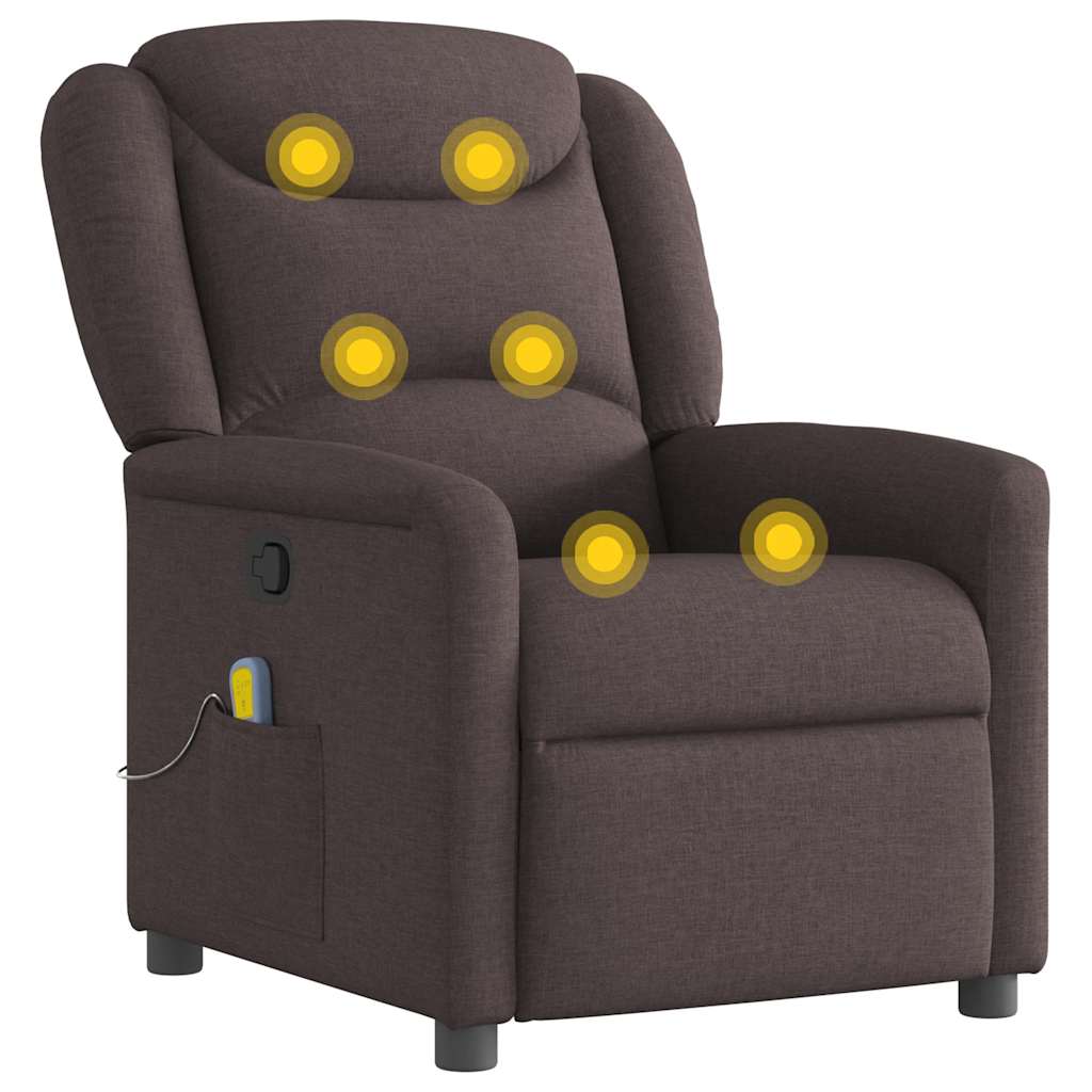 Fauteuil de massage inclinable Marron foncé Tissu - XIOS