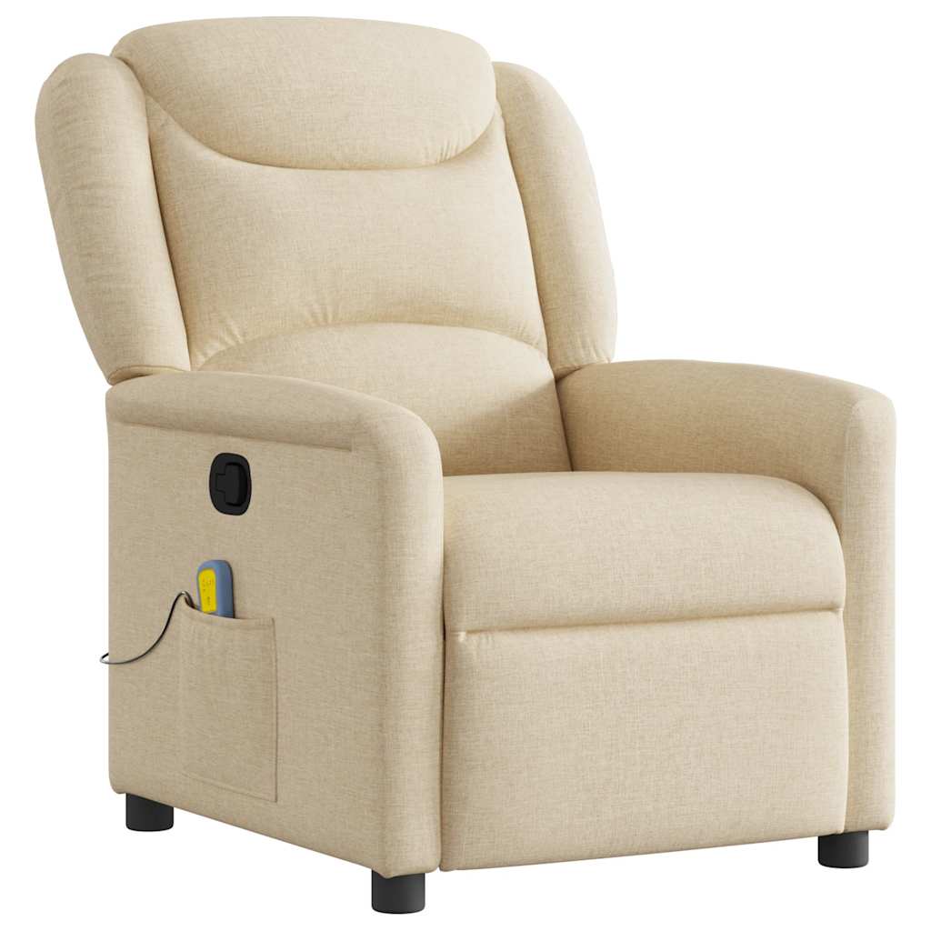 Fauteuil de massage inclinable Crème Tissu Fauteuils vidaXL