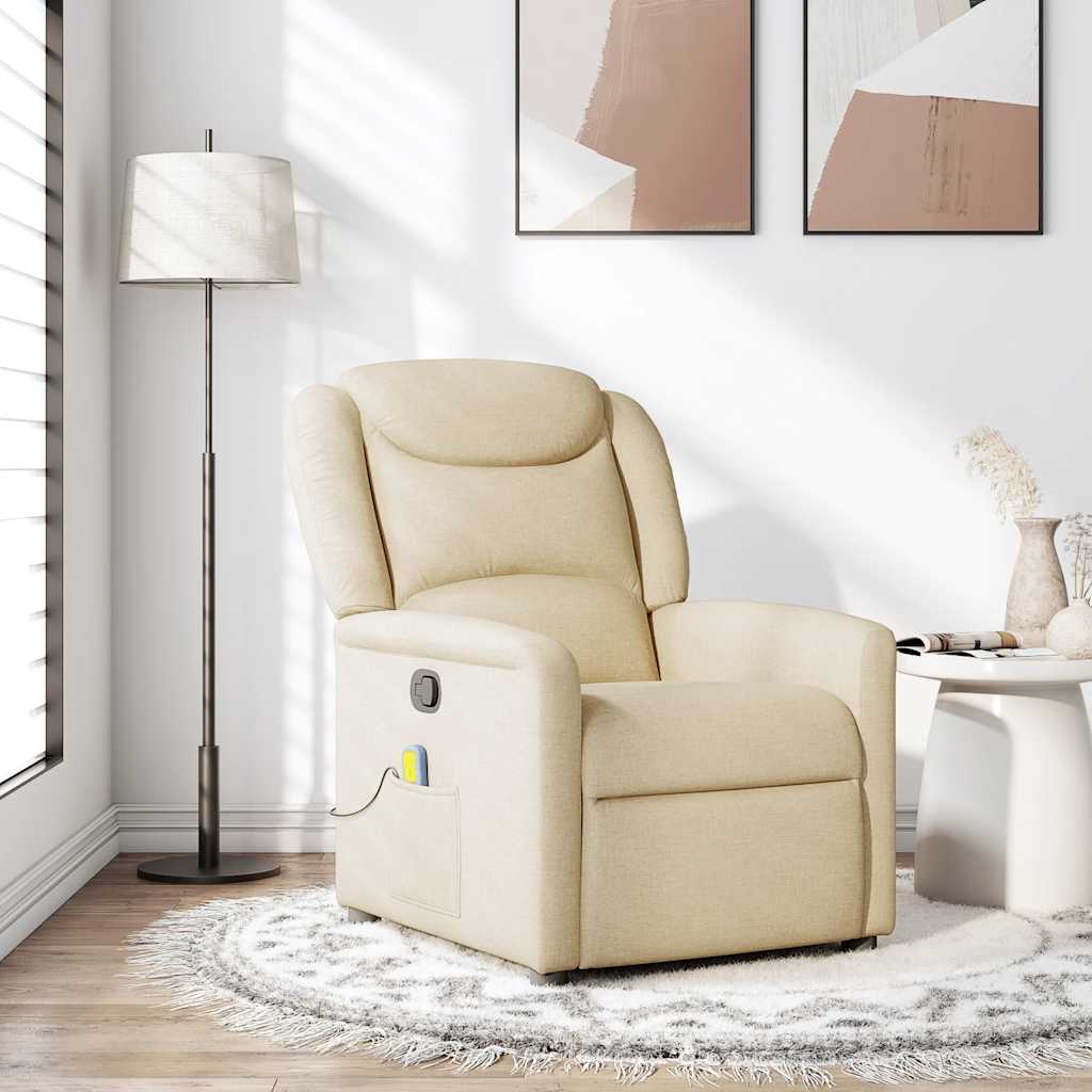 Fauteuil de massage inclinable Crème Tissu Fauteuils vidaXL