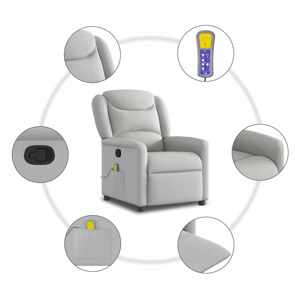 Fauteuil de massage inclinable gris nuage tissu - XIOS