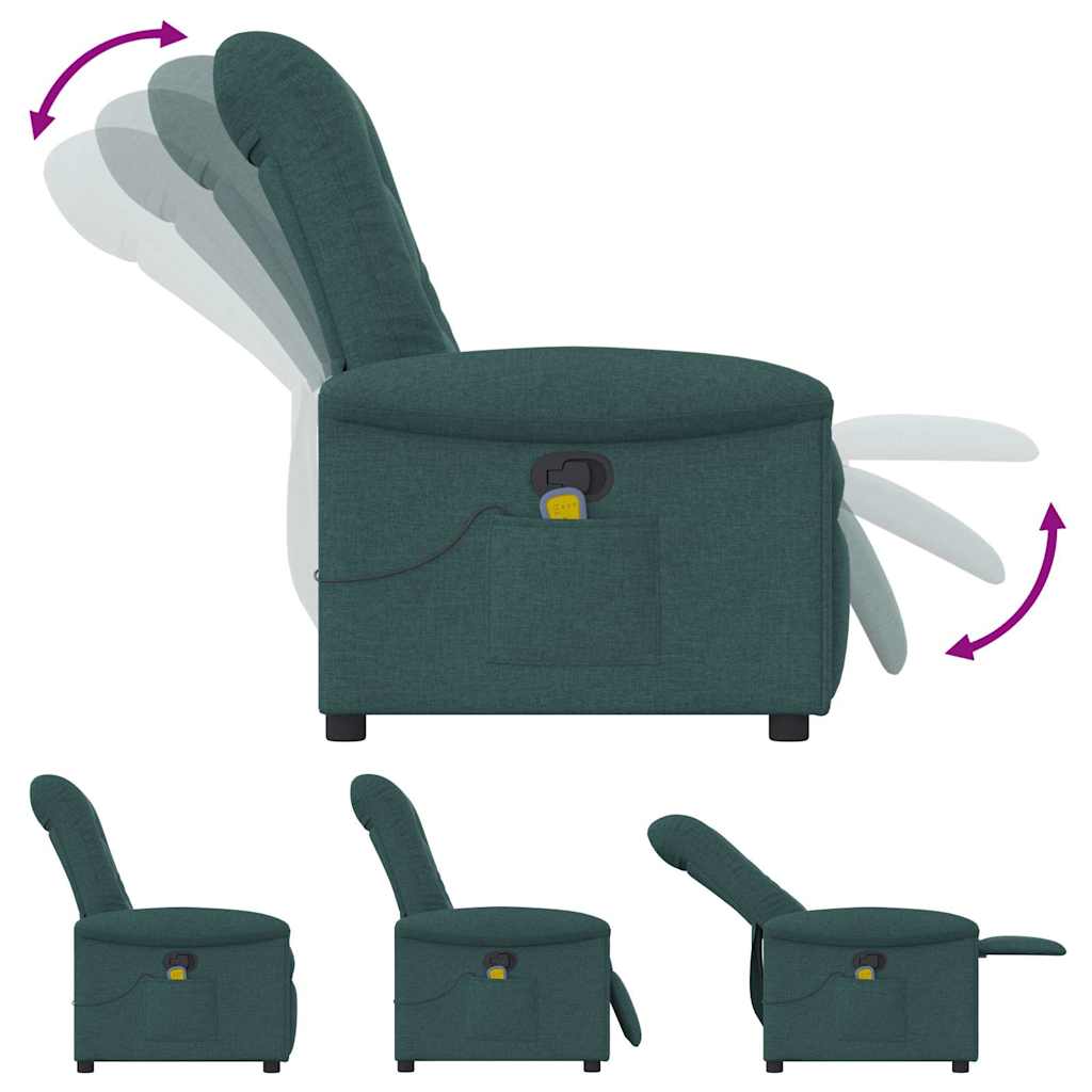 Fauteuil de massage inclinable Vert foncé Tissu