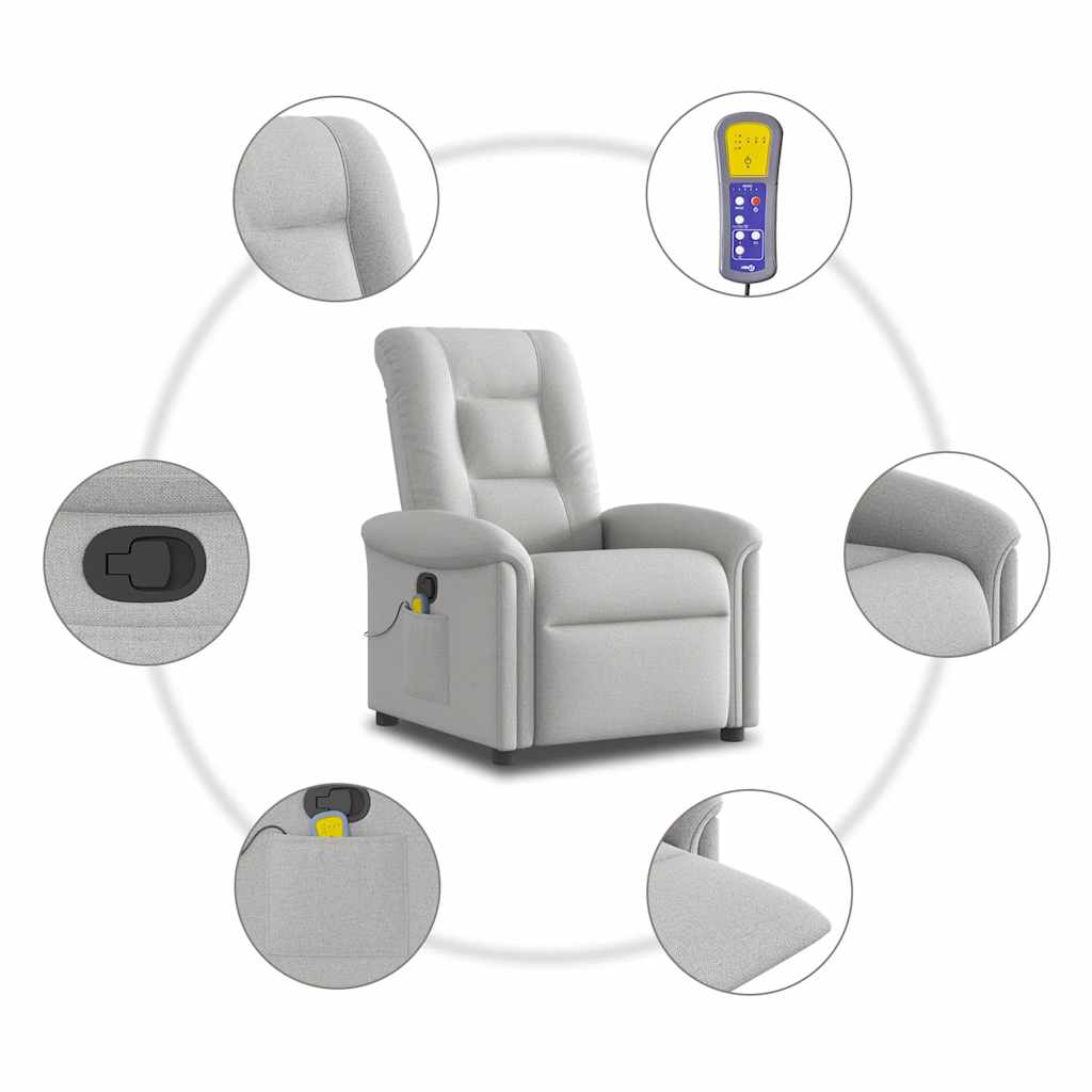 Fauteuil de massage inclinable gris nuage tissu - XIOS