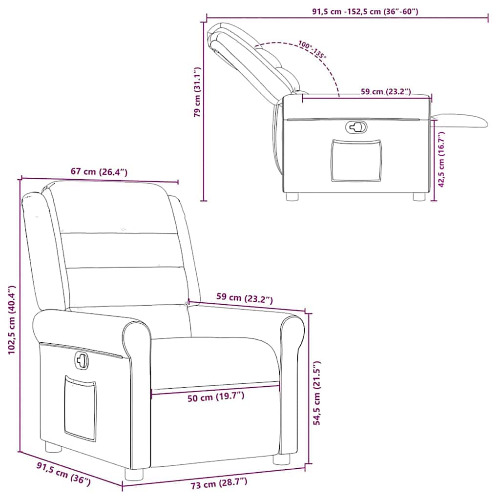 Fauteuil inclinable Gris clair Tissu - XIOS