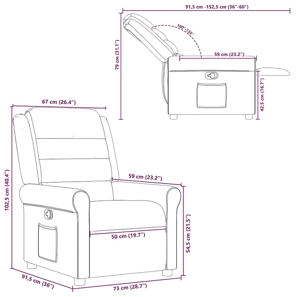 Fauteuil inclinable Gris foncé Tissu
