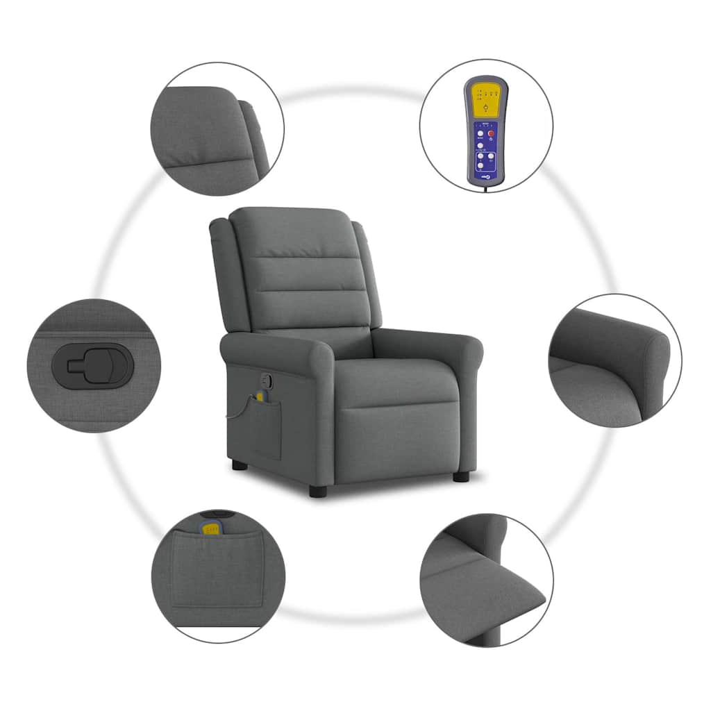 Fauteuil de massage inclinable Gris foncé Tissu - XIOS