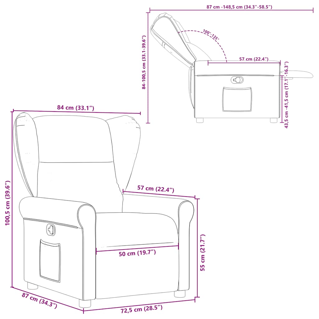 Fauteuil inclinable Rouge bordeaux Tissu - XIOS