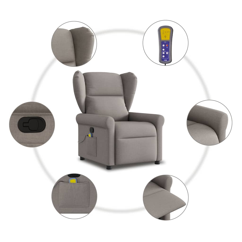 Fauteuil de massage inclinable Taupe Tissu - XIOS