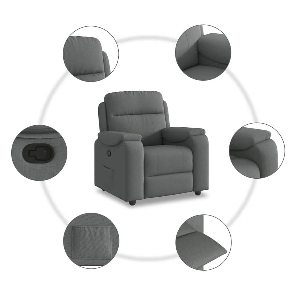 Fauteuil inclinable Gris foncé Tissu - XIOS