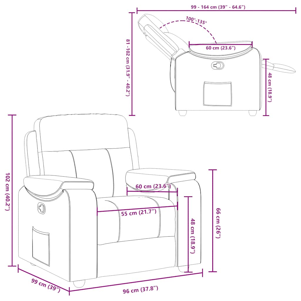 Fauteuil inclinable Noir Tissu - XIOS