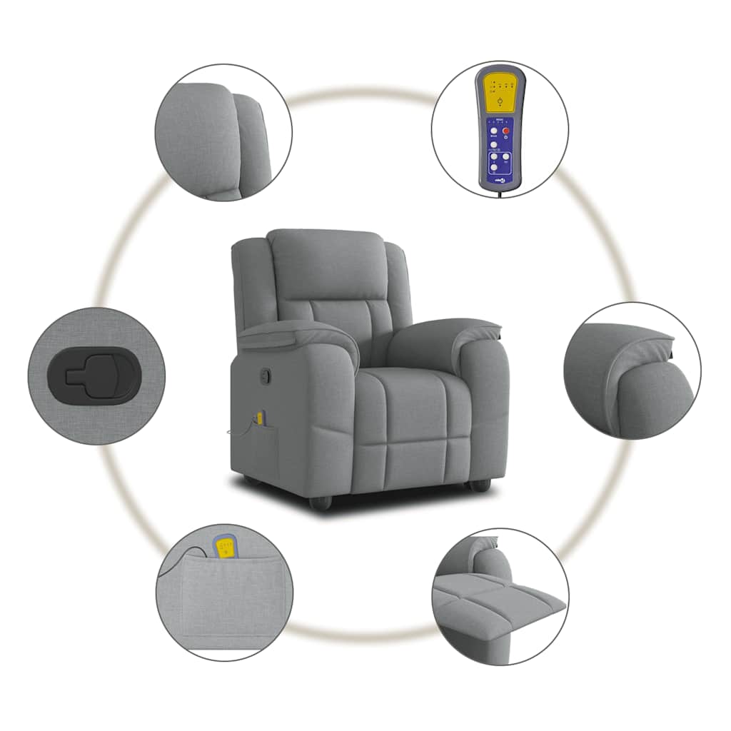 Fauteuil de massage inclinable Gris clair Tissu - XIOS