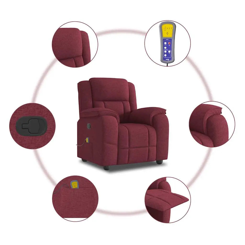 Fauteuil de massage inclinable Rouge bordeaux Tissu - XIOS