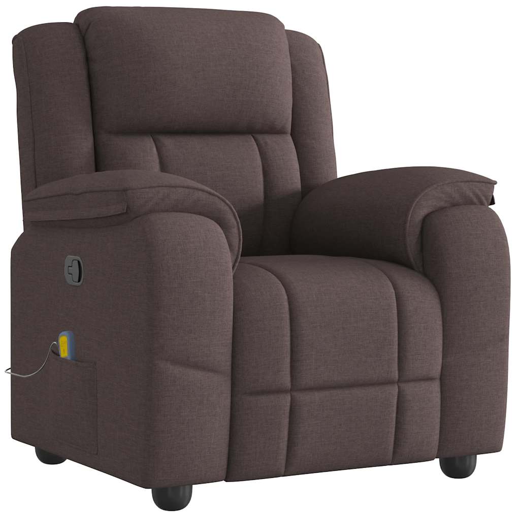 Fauteuil de massage inclinable Marron foncé Tissu Fauteuils vidaXL