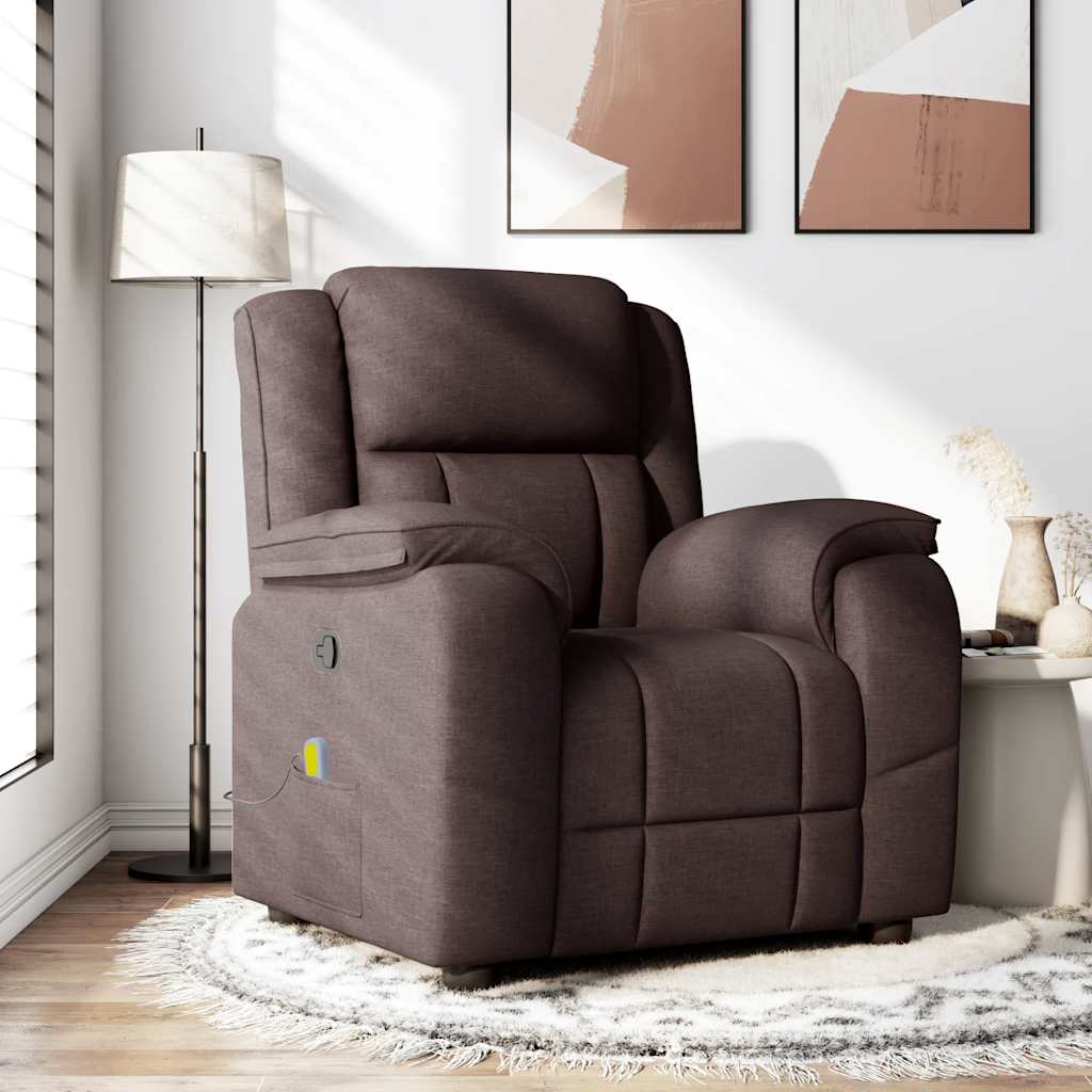 Fauteuil de massage inclinable Marron foncé Tissu Fauteuils vidaXL