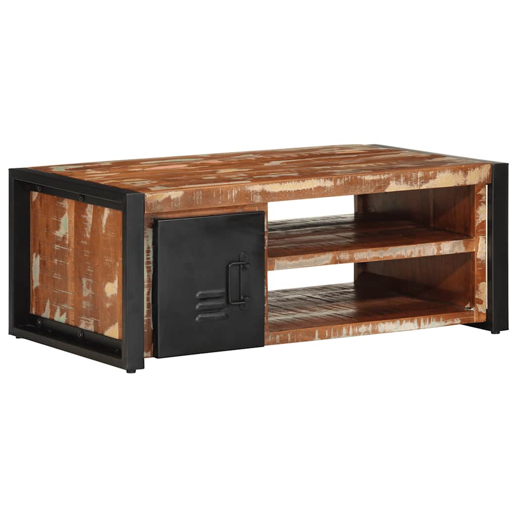 Table basse multicolore 90x50x36 cm bois de récupération massif - XIOS