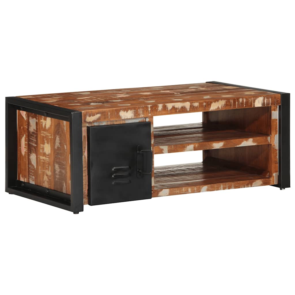 Table basse multicolore 90x50x36 cm bois de récupération massif - XIOS