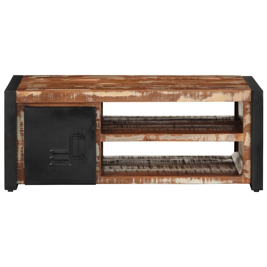 Table basse multicolore 90x50x36 cm bois de récupération massif - XIOS