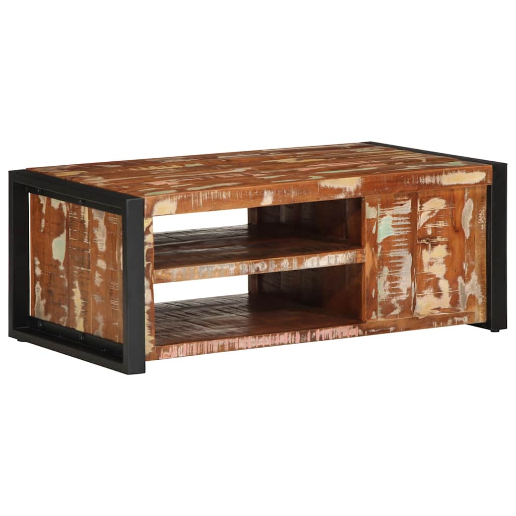Table basse multicolore 90x50x36 cm bois de récupération massif - XIOS