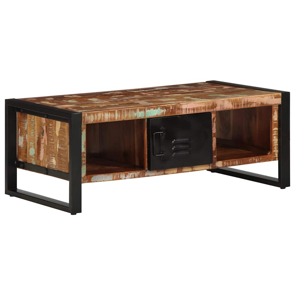Table basse multicolore 90x50x36 cm bois de récupération massif - XIOS