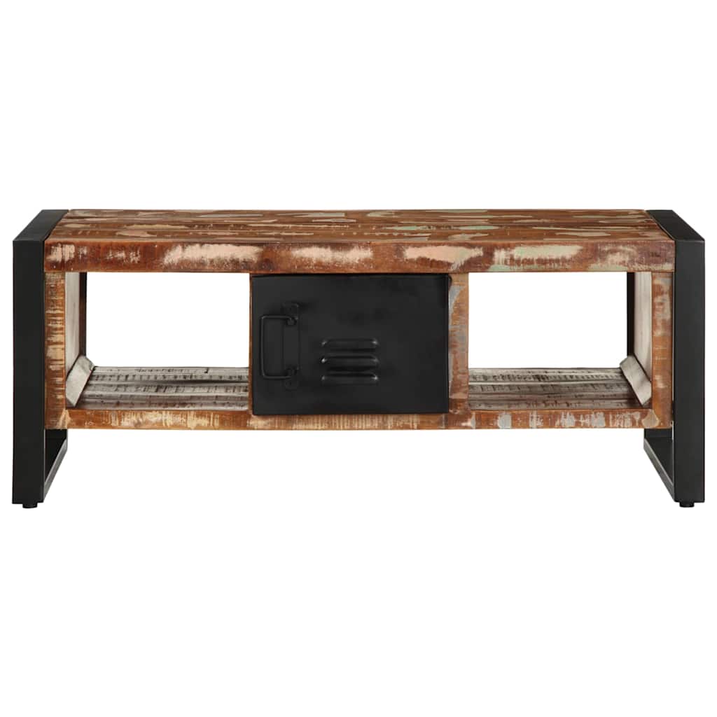 Table basse multicolore 90x50x36 cm bois de récupération massif - XIOS