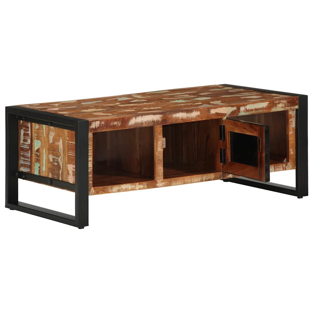 Table basse multicolore 90x50x36 cm bois de récupération massif - XIOS