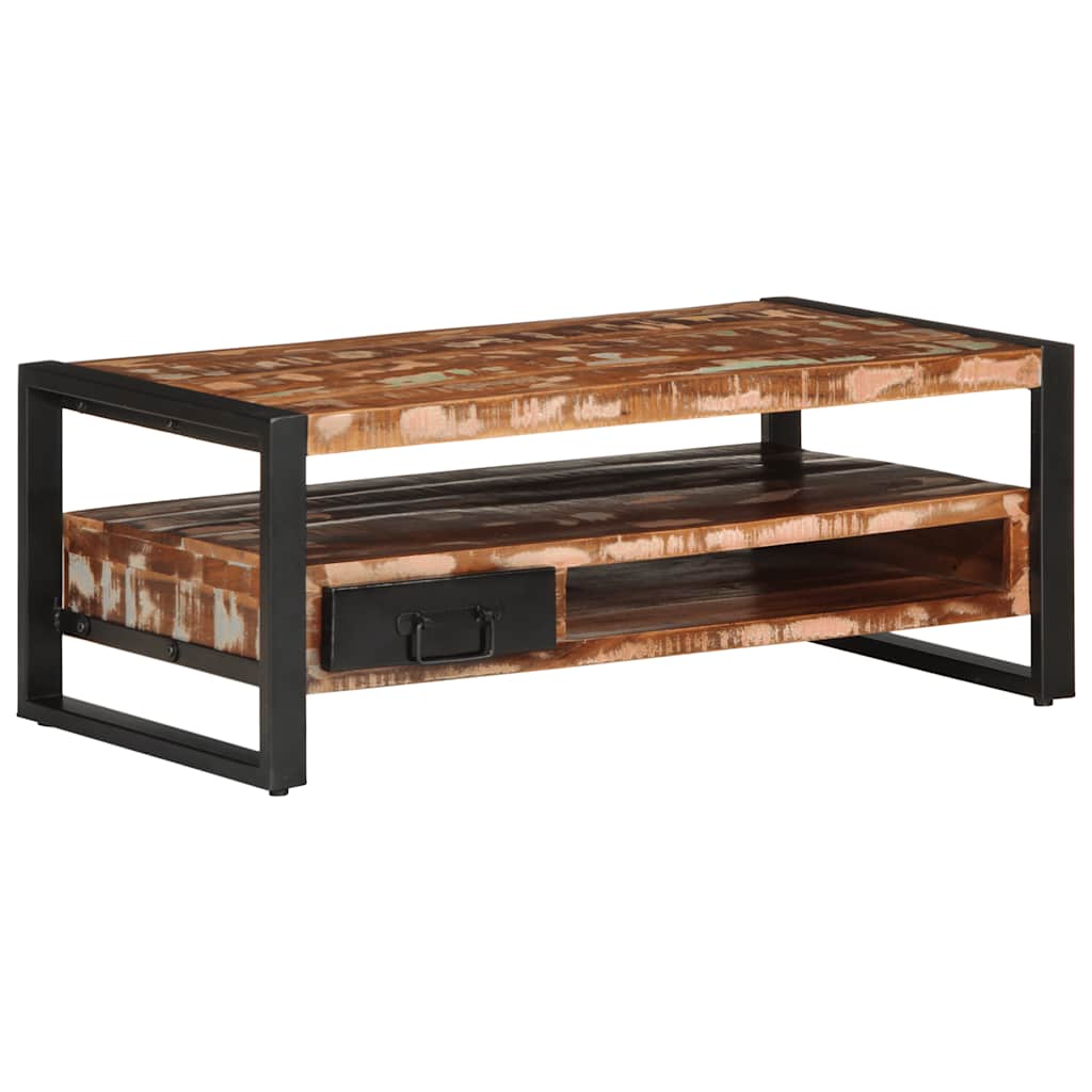 Table basse multicolore 90x50x36 cm bois de récupération massif - XIOS