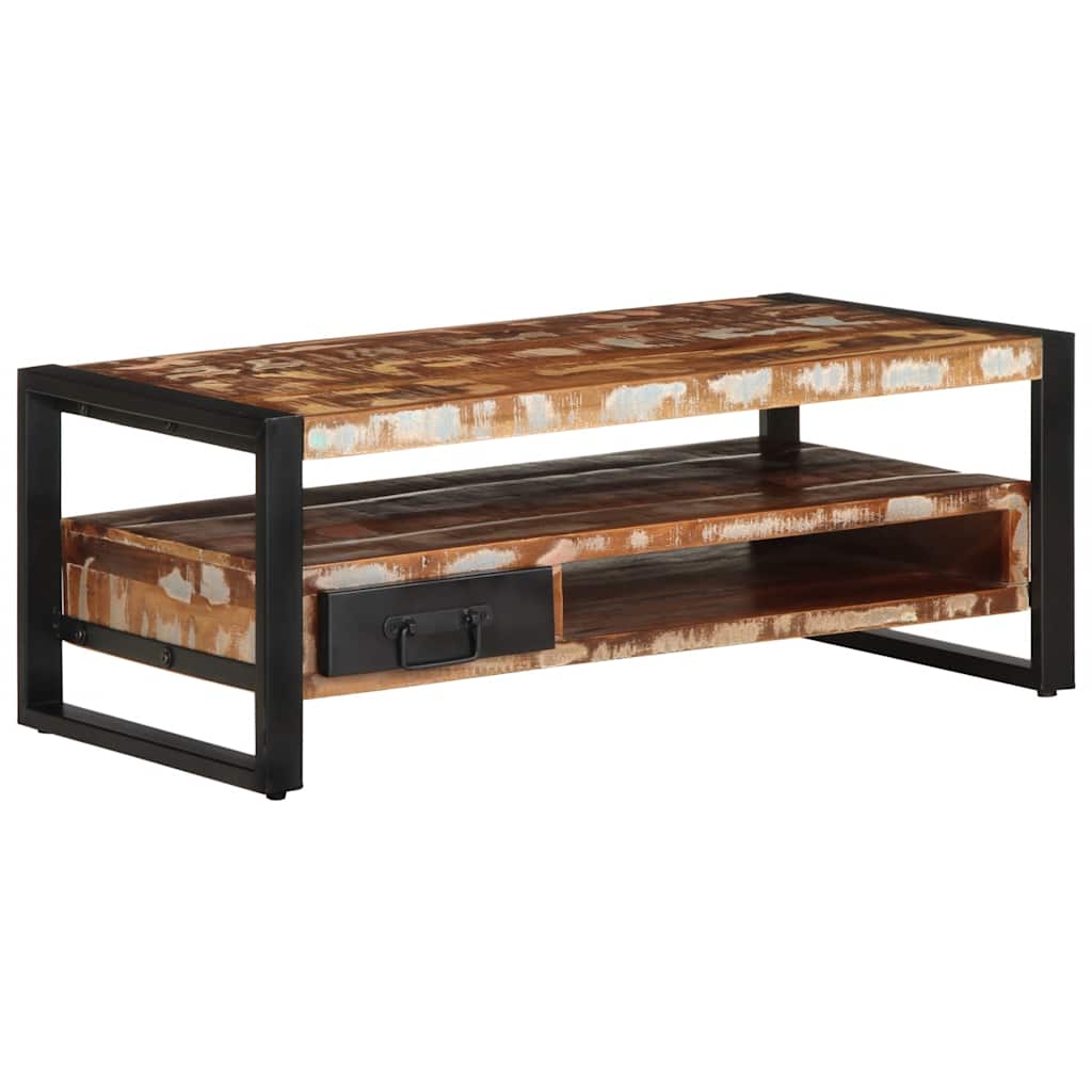 Table basse multicolore 90x50x36 cm bois de récupération massif - XIOS