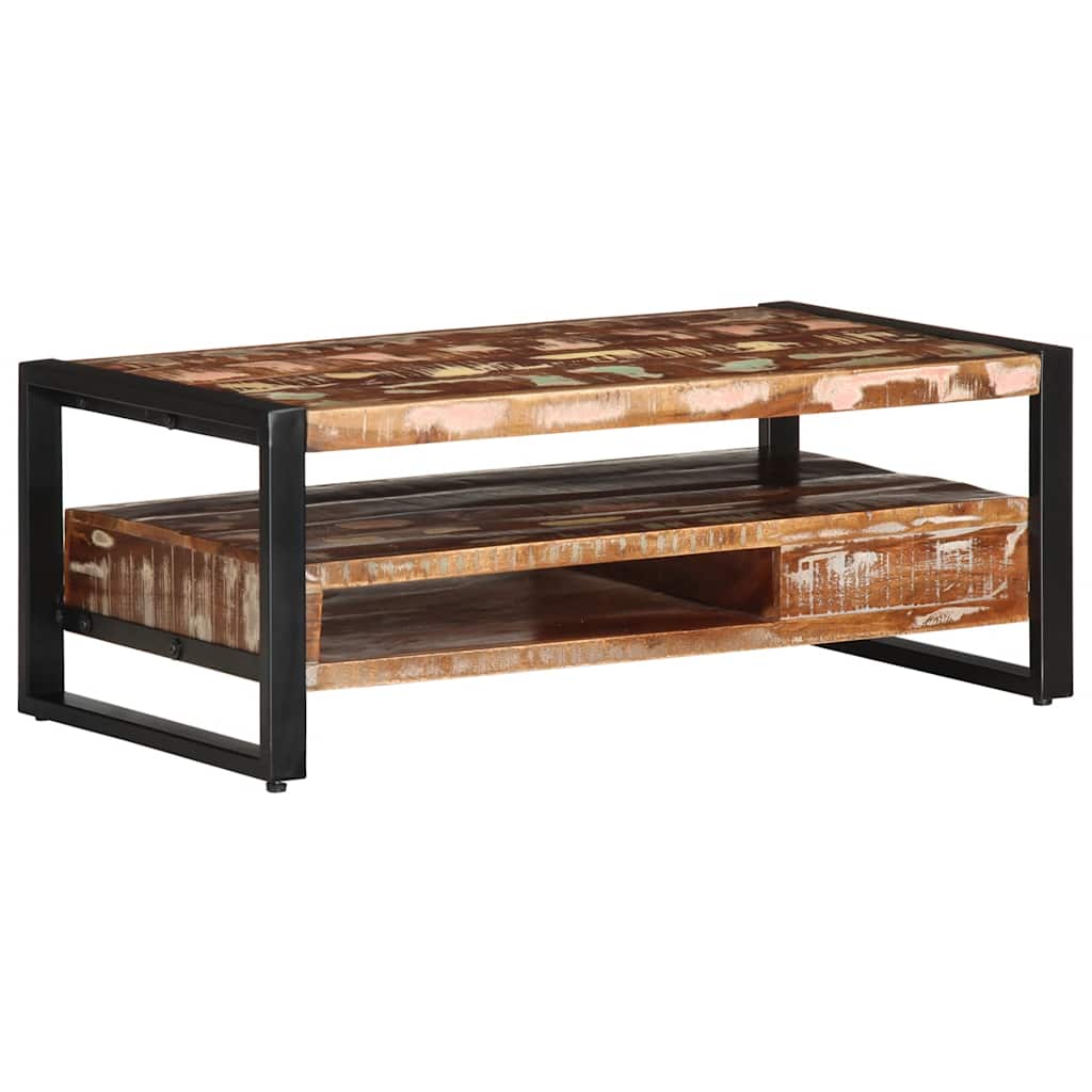 Table basse multicolore 90x50x36 cm bois de récupération massif - XIOS