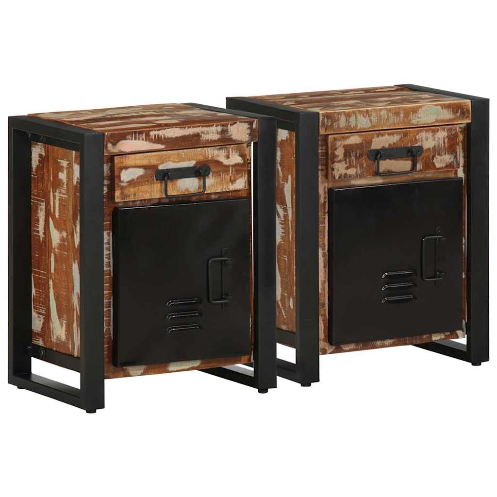 Tables de chevet 2 pcs multicolore bois massif de manguier brut - XIOS