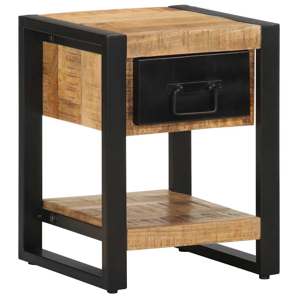 Table de chevet 35x34x45 cm bois de manguier massif brut - XIOS