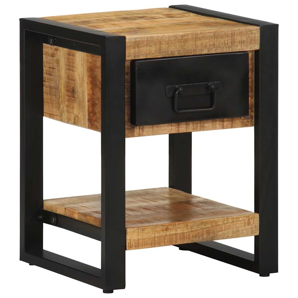 Table de chevet 35x34x45 cm bois de manguier massif brut - XIOS