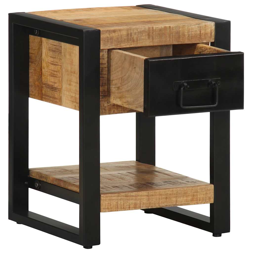 Table de chevet 35x34x45 cm bois de manguier massif brut - XIOS