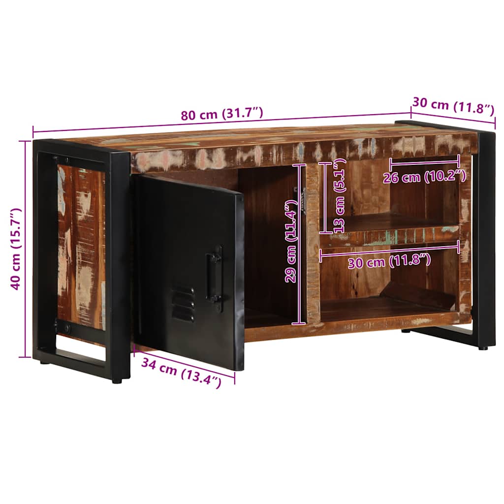 Meuble TV 80x30x40 cm bois de récupération massif - XIOS