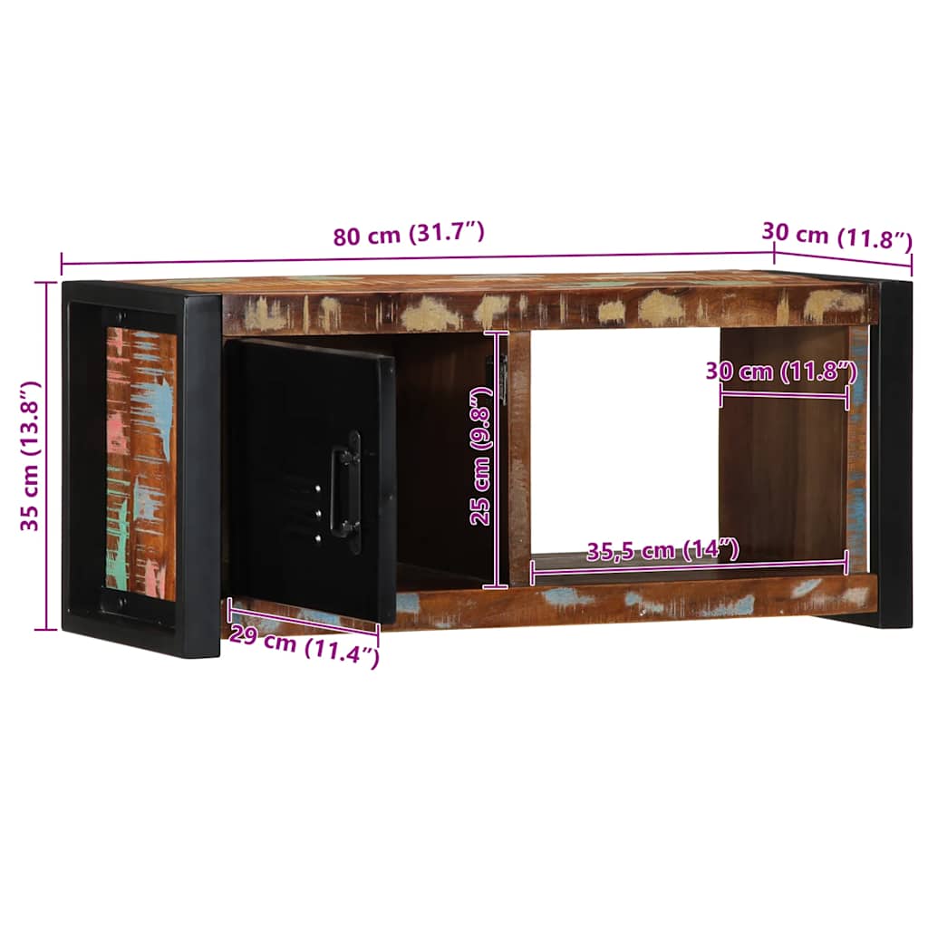Meuble TV 80x30x35 cm bois massif de récupération - XIOS