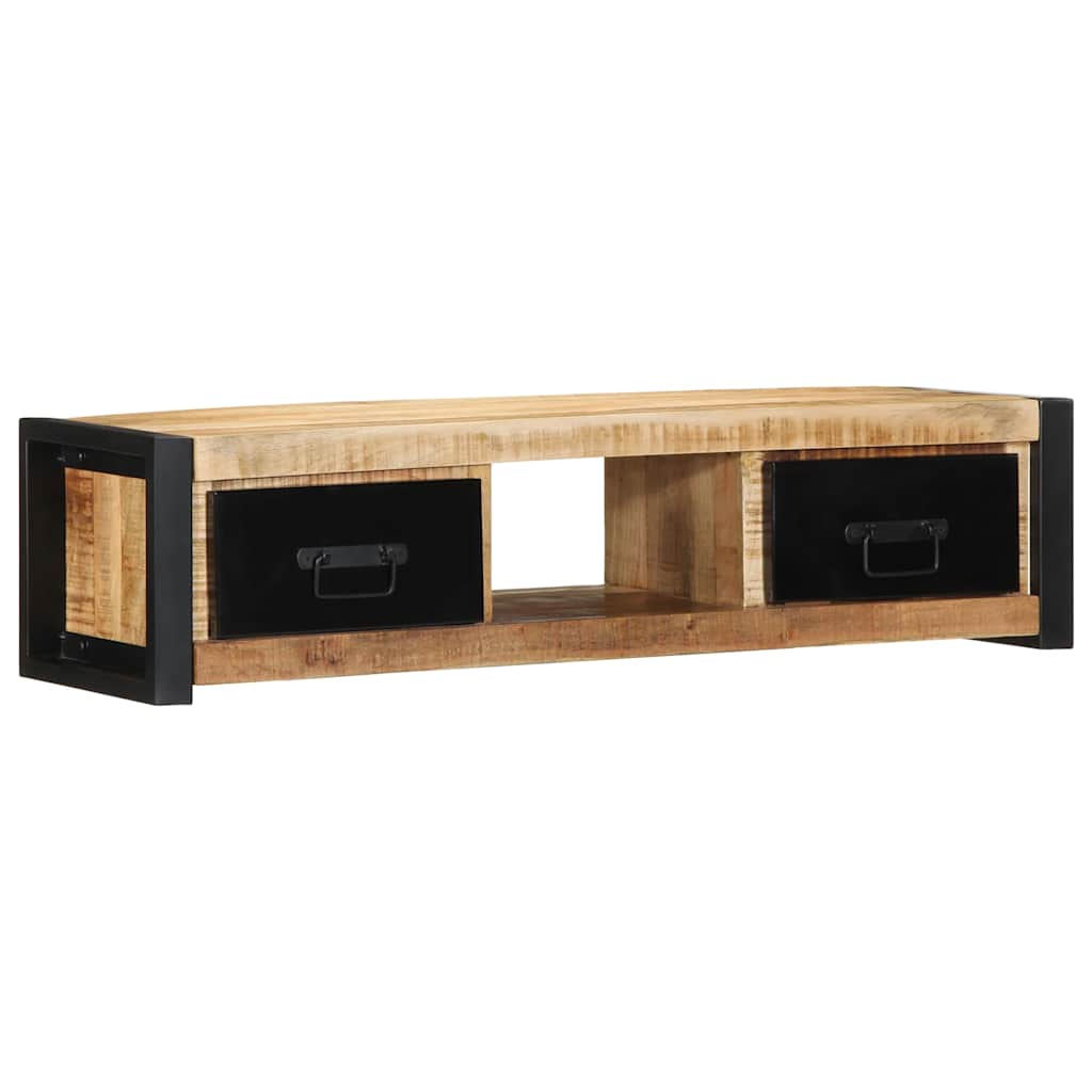 Meuble TV 100x30x25 cm bois massif de manguier brut - XIOS