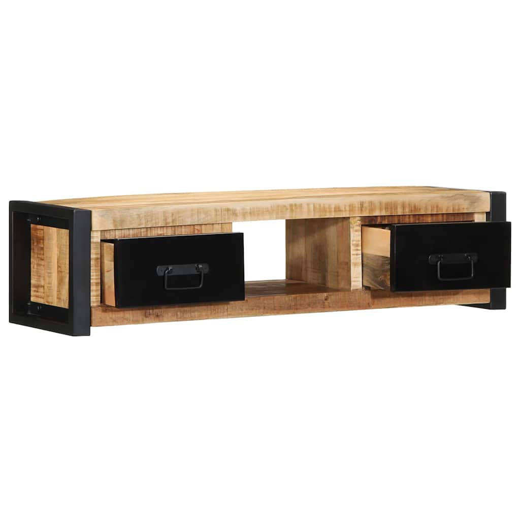 Meuble TV 100x30x25 cm bois massif de manguier brut - XIOS