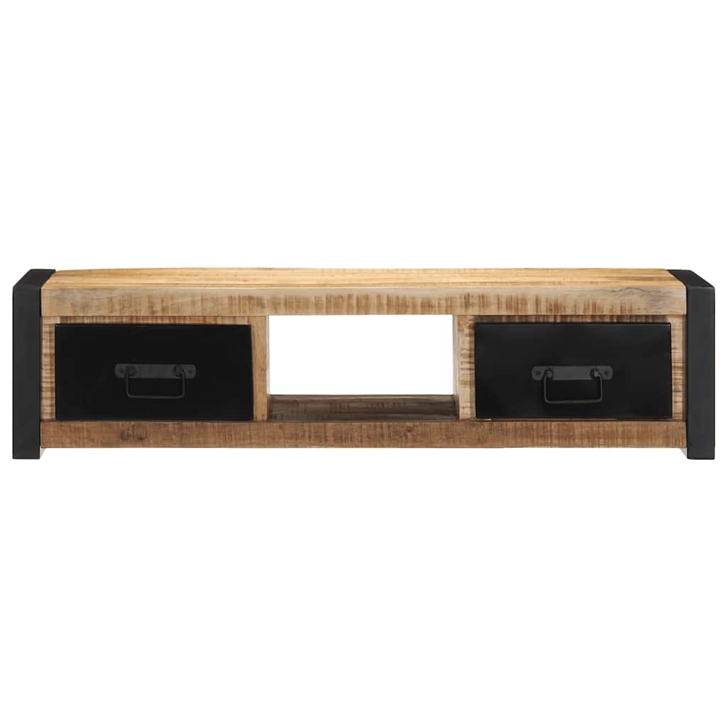 Meuble TV 100x30x25 cm bois massif de manguier brut - XIOS