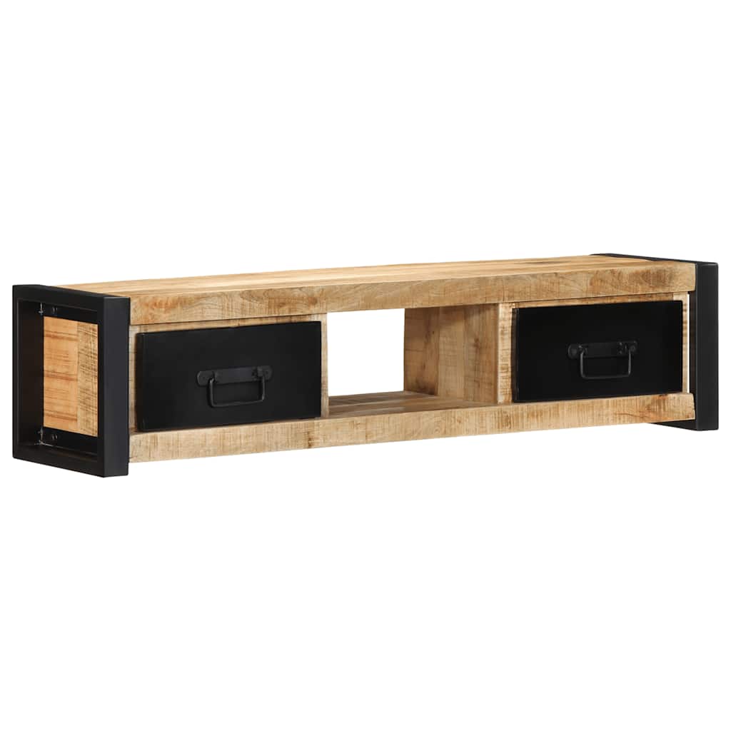 Meuble TV 100x30x25 cm bois massif de manguier brut - XIOS