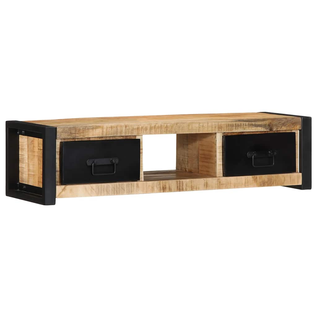 Meuble TV 100x30x25 cm bois massif de manguier brut - XIOS