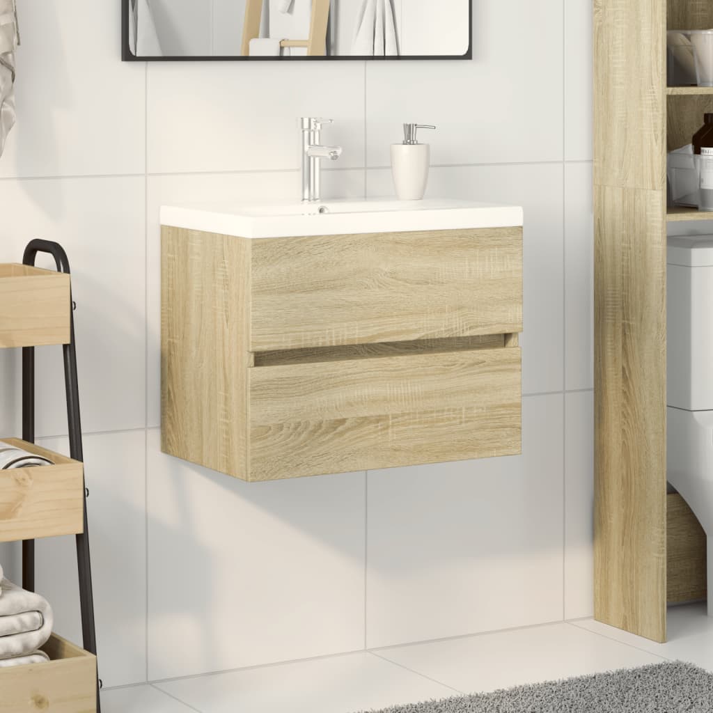 Ensemble de meubles de bain 2pcs céramique et bois d'ingénierie - XIOS