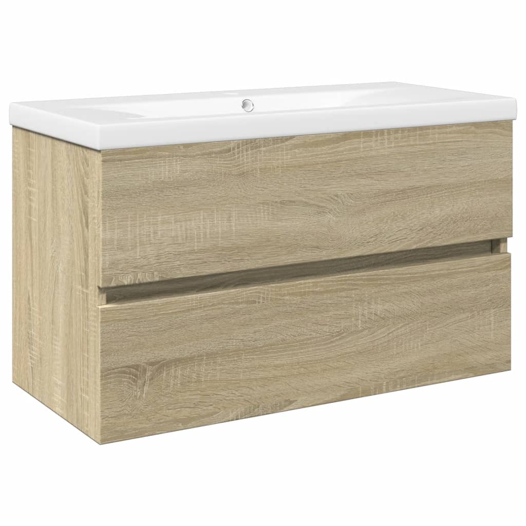 Ensemble de meubles de bain 2pcs céramique et bois d'ingénierie - XIOS