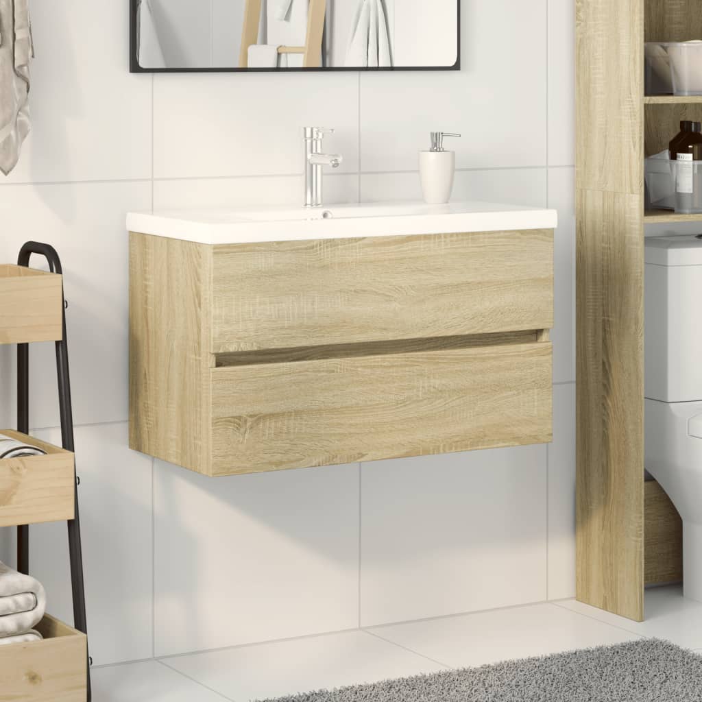 Ensemble de meubles de bain 2pcs céramique et bois d'ingénierie - XIOS