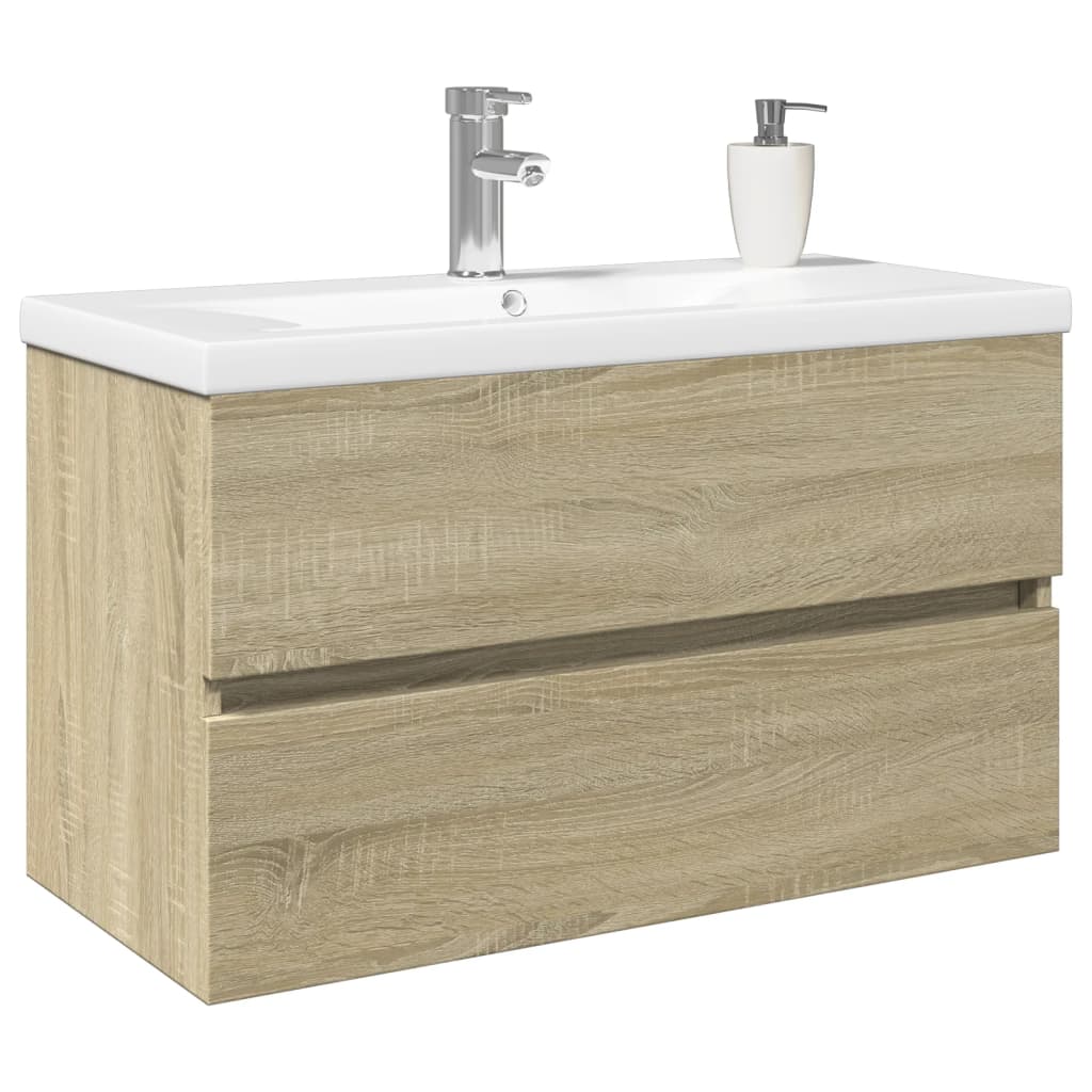 Ensemble de meubles de bain 2pcs céramique et bois d'ingénierie - XIOS