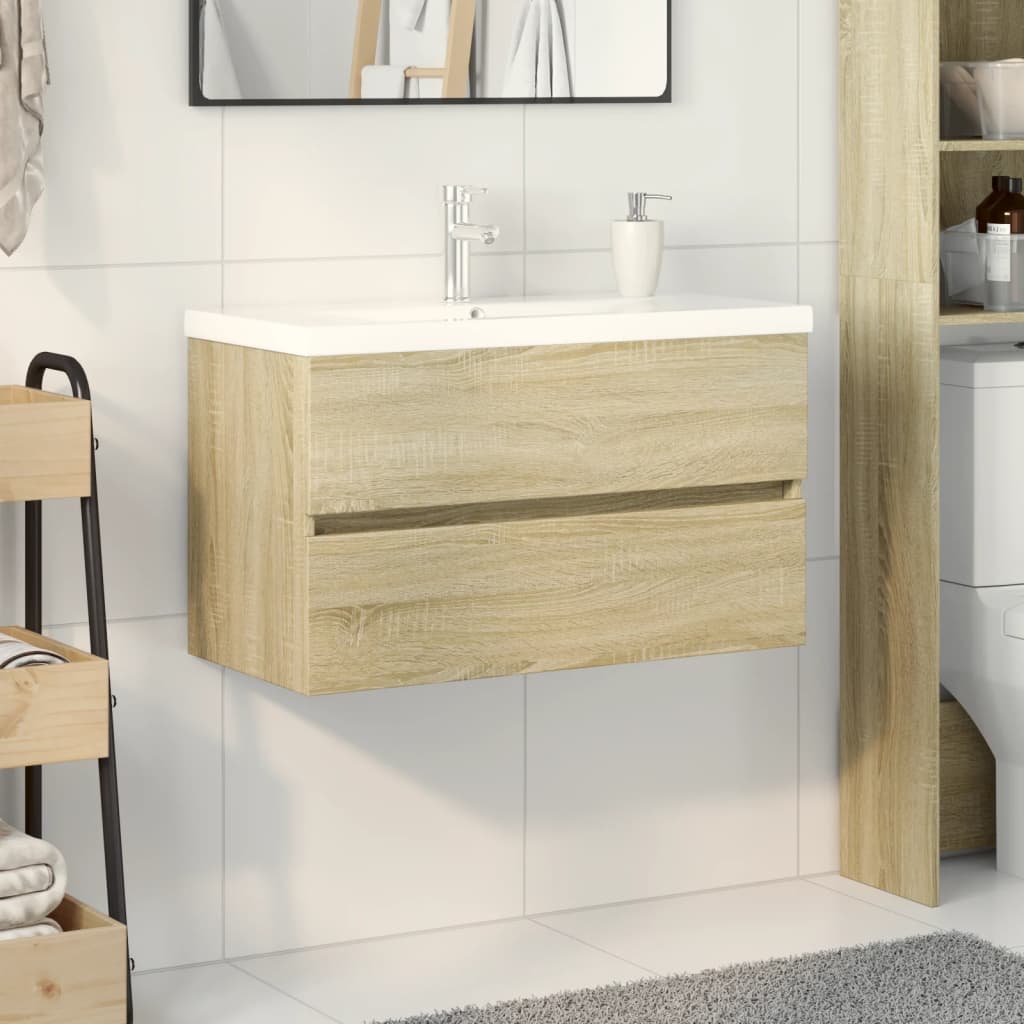 Ensemble de meubles de bain 2pcs céramique et bois d'ingénierie - XIOS