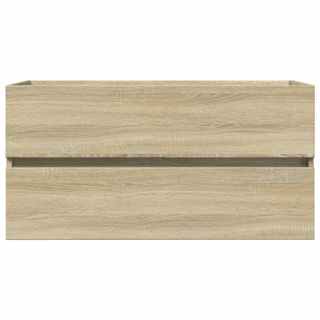 Ensemble de meubles de bain 2pcs céramique et bois d'ingénierie