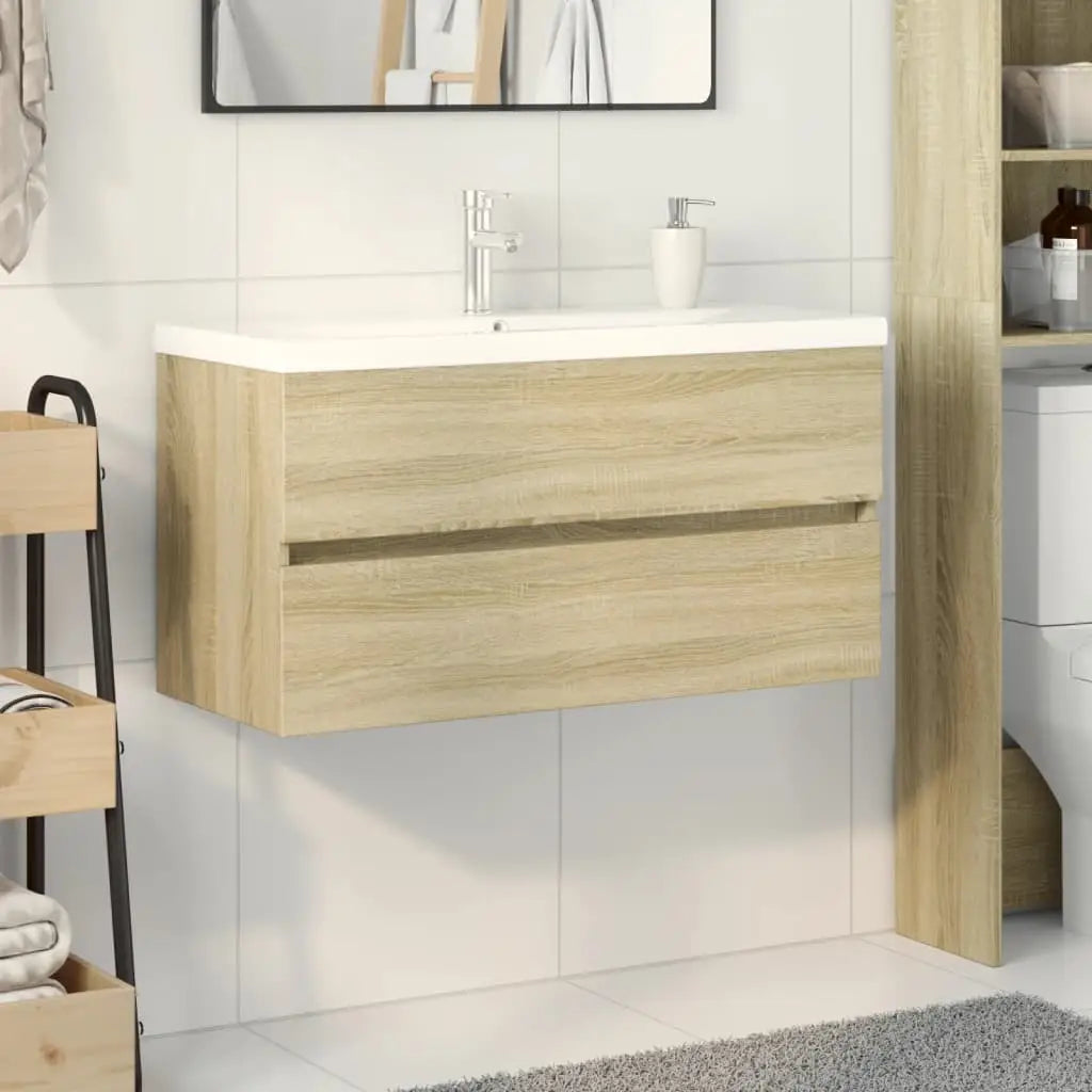 Ensemble de meubles de bain 2pcs céramique et bois d’ingénierie - XIOS