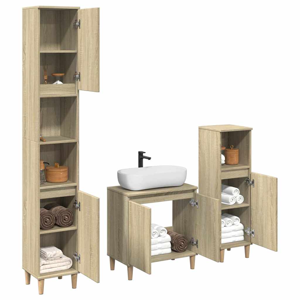 Ensemble de meubles de salle de bain 3 pcs chêne sonoma