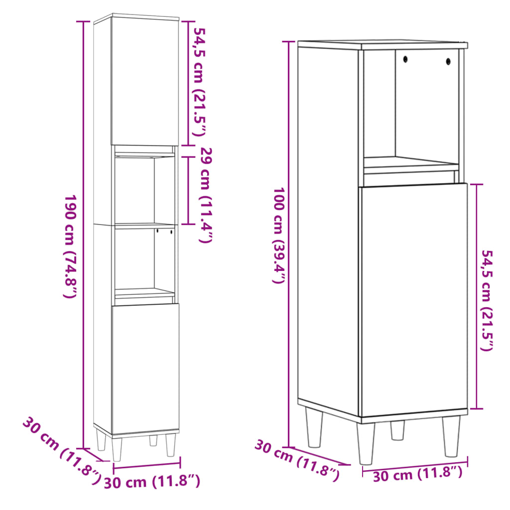 Ensemble de meubles de salle de bain 3 pcs chêne sonoma