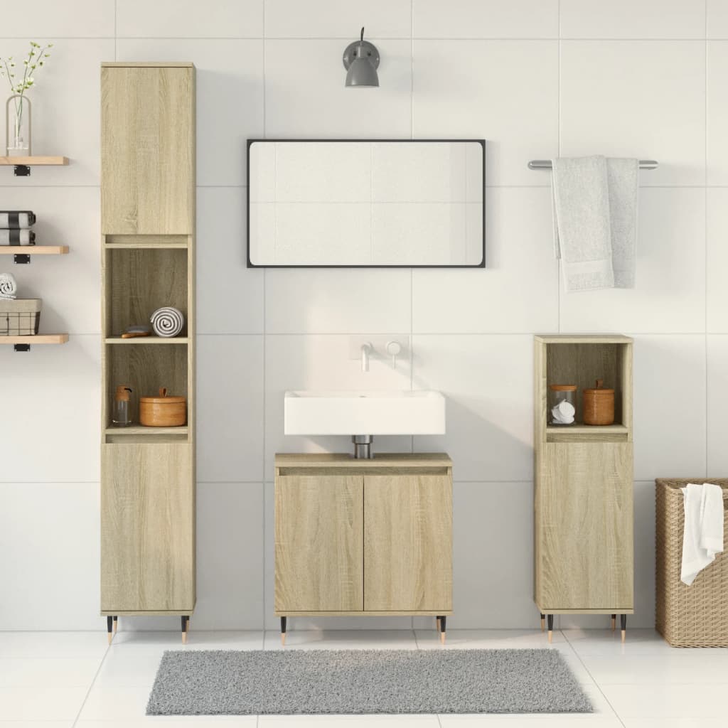 Ensemble de meubles de salle de bain 3 pcs chêne sonoma